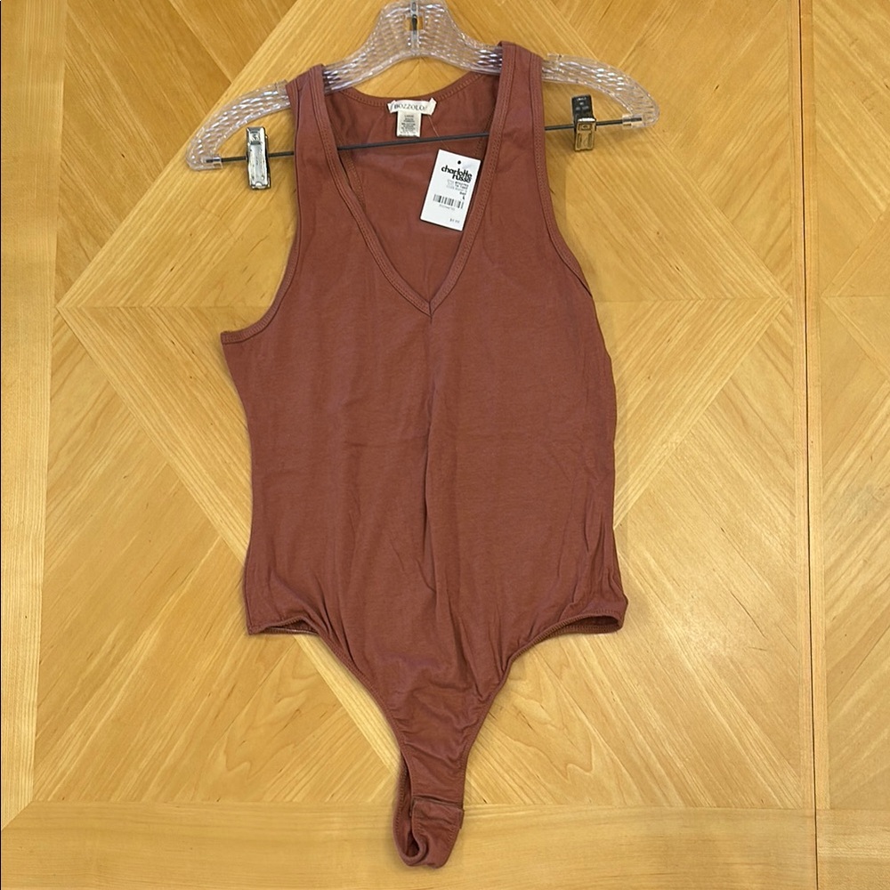 Charlotte Russe Pink Sleeveless Fitted Bodysuit